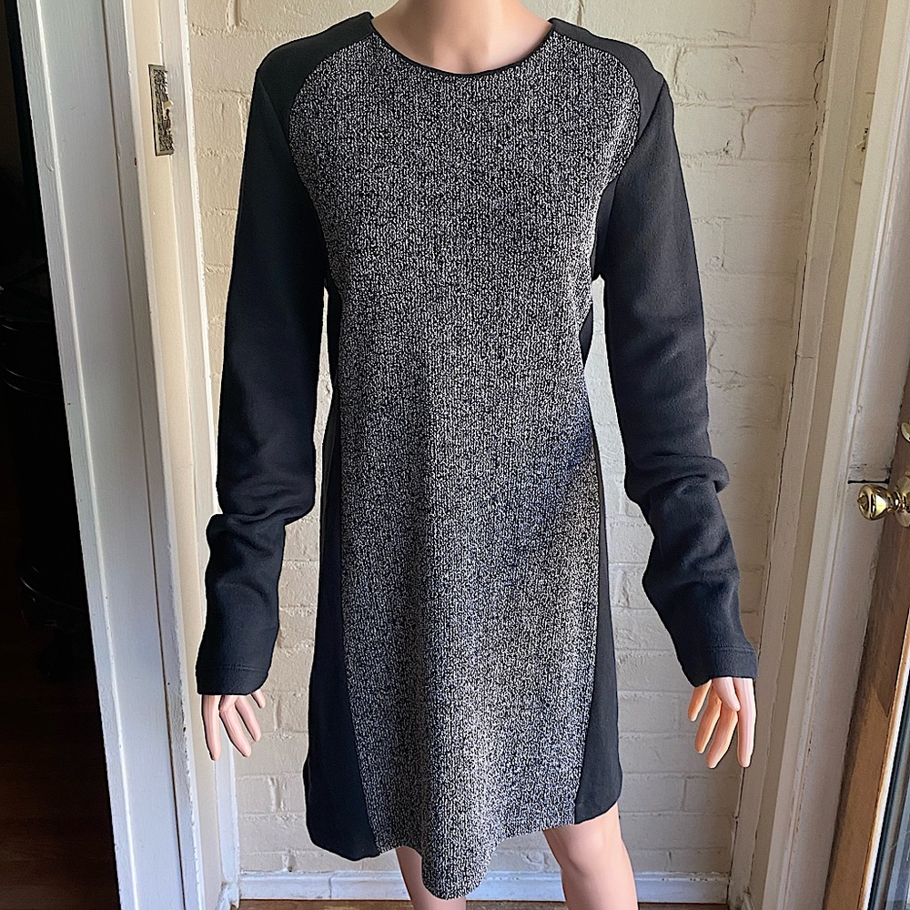 Lou & Grey NWT black & grey gray long sleeve dress size Large